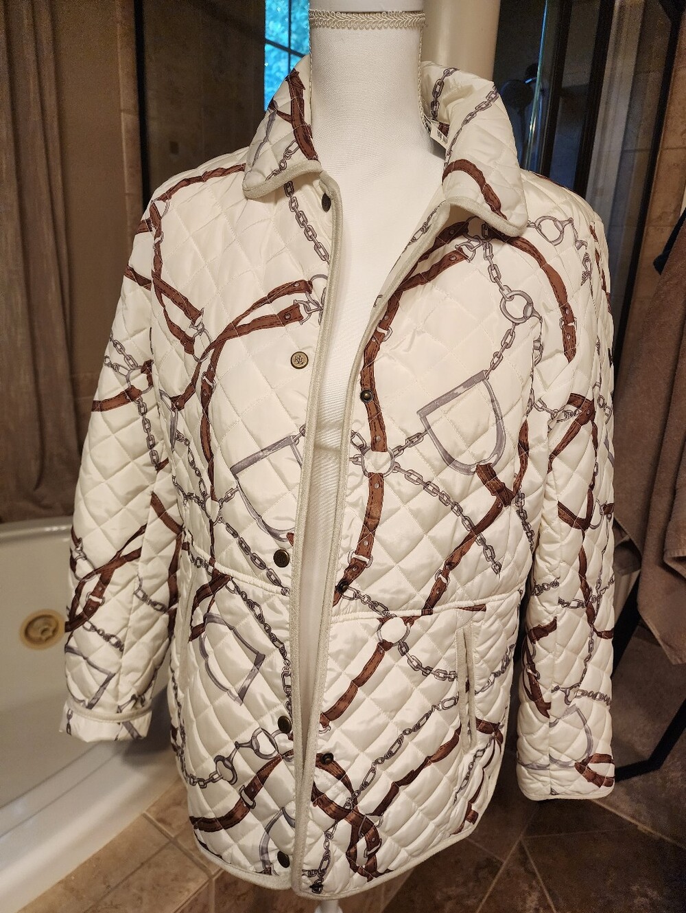 Ralph Lauren Quilted Cream & Brown Jacket